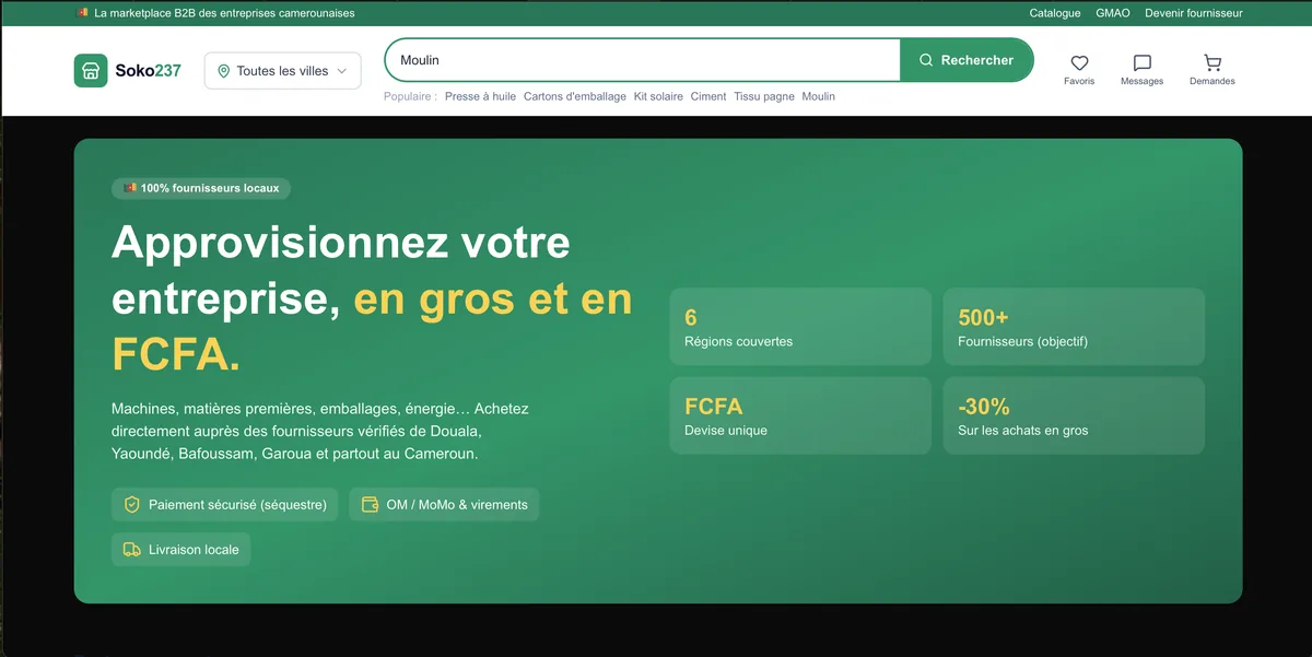 Soko237 — marketplace B2B des entreprises camerounaises